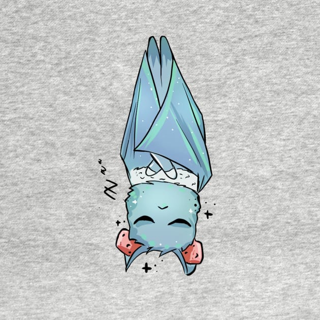 light blue cute bat sleeping upside down by Artlovelight